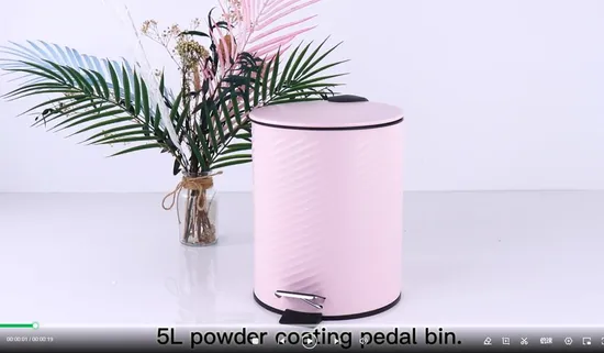 Poubelle en métal de revêtement de poudre de fer de pédale de forme ronde de salle de bains