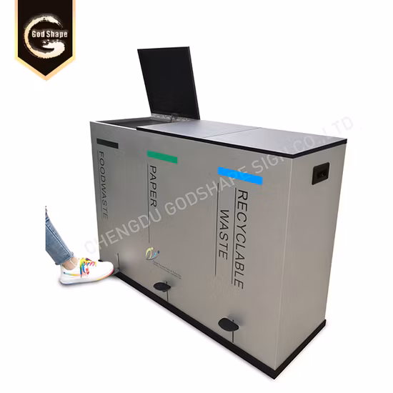 Poubelle extérieure antichoc à pédale en métal pour hôpitaux et biens immobiliers